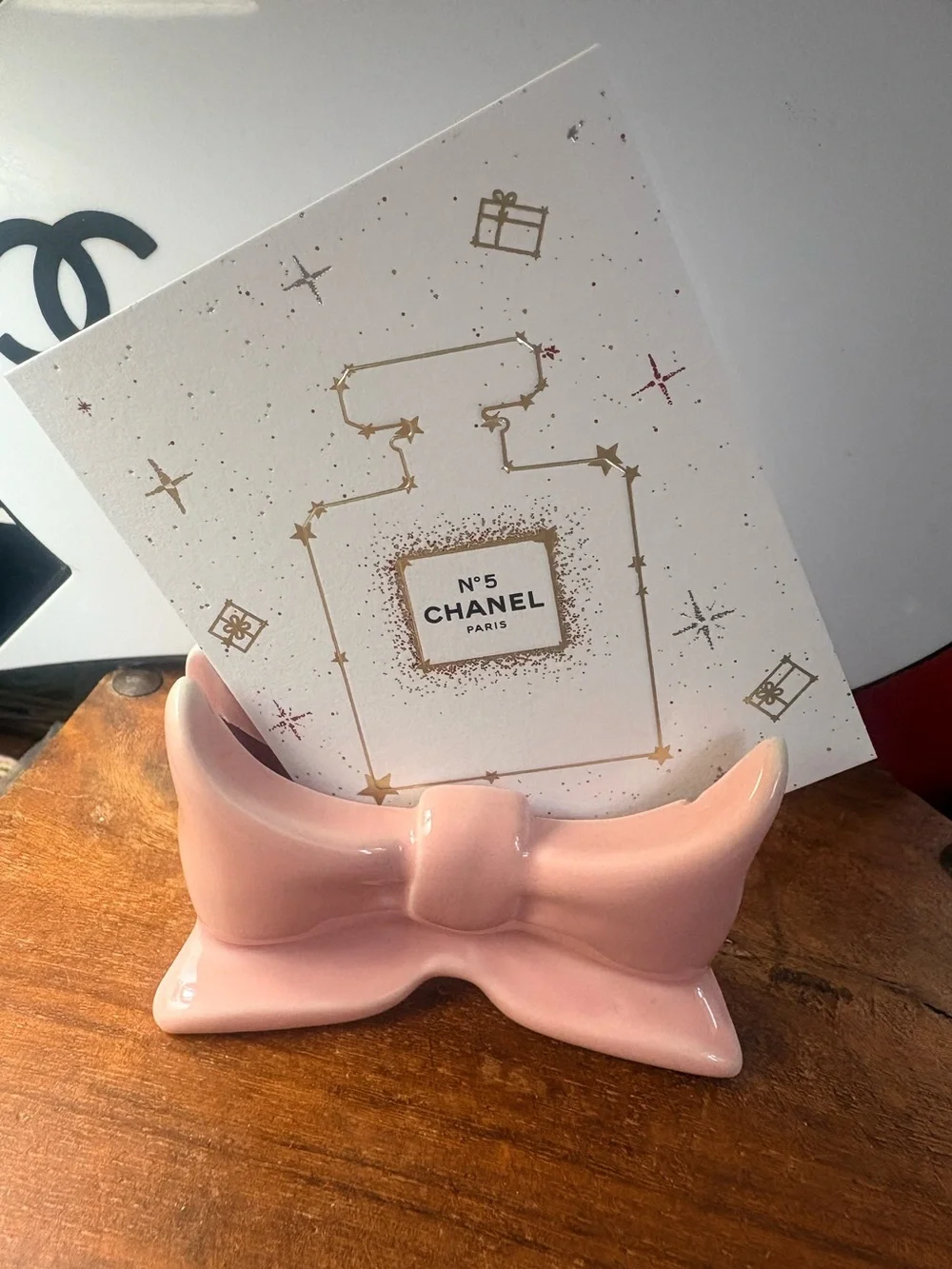 CHANEL No 5 Blank Card + Ceramic Holder NWOT